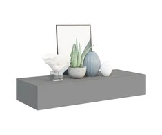 Sieninė lentyna su stalčiumi, pilka, 60x23,5x10cm, MDF