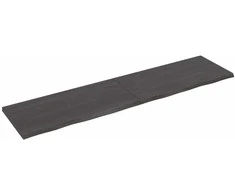 Sieninė lentyna, tamsiai ruda, 200x50x(2-4) cm, ąžuolo masyvas