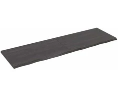 Sieninė lentyna, tamsiai ruda, 200x60x(2-4) cm, ąžuolo masyvas
