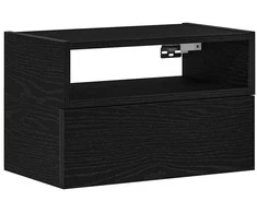 Sieninė naktinė spintelė, juodos spalvos, 45x26x28,5cm