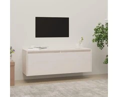 Sieninė spintelė, balta, 100x30x35cm, pušies medienos masyvas