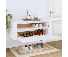 Sieninė spintelė batams, balta, 100x35x38cm, apdirbta mediena