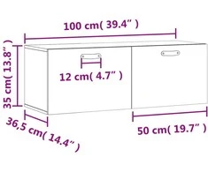 Sieninė spintelė, pilka ąžuolo, 100x36,5x35cm, apdirbta mediena