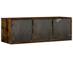 Sieninė spintelė su stiklinėmis durelėmis, dūminė, 102x37x35cm