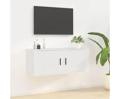 TV staliukas Sieninė televizoriaus spintelė, balta, 100x34,5x40cm
