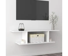 TV staliukas Sieninė televizoriaus spintelė, balta, 103x30x26,5cm