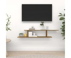 Sieninė TV lentyna, dūminio ąžuolo, 125x18x23cm, mediena