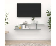 Sieninė TV lentyna, pilka ąžuolo, 125x18x23cm, apdirbta mediena
