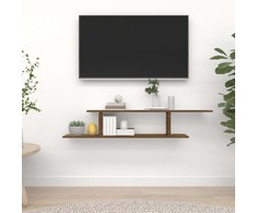 Sieninė TV lentyna, ruda ąžuolo, 125x18x23cm, apdirbta mediena