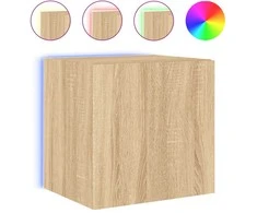 TV staliukas Sieninė TV spintelė su LED lemputėmis, ąžuolo, 40,5x35x40cm