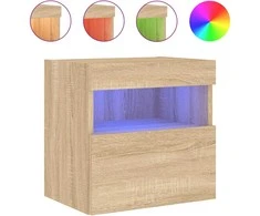TV staliukas Sieninė TV spintelė su LED lemputėmis, ąžuolo, 40x30x40cm
