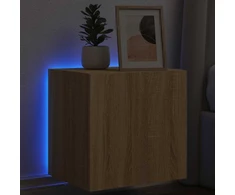 TV staliukas Sieninė TV spintelė su LED lemputėmis, ąžuolo, 40,5x35x40cm