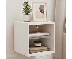 TV staliukas Sieninė TV spintelė su LED lemputėmis, balta, 30x28,5x30cm