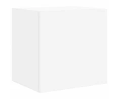 TV staliukas Sieninė TV spintelė su LED lemputėmis, balta, 40,5x35x40cm