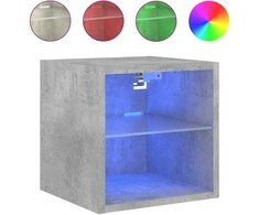 TV staliukas Sieninė TV spintelė su LED lemputėmis, betono, 30x28,5x30cm