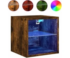TV staliukas Sieninė TV spintelė su LED lemputėmis, dūminė, 30x28,5x30cm