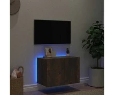 TV staliukas Sieninė TV spintelė su LED lemputėmis, dūminė, 60x35x41cm