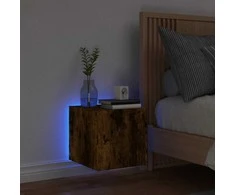 TV staliukas Sieninė TV spintelė su LED lemputėmis, dūminė, 30,5x35x30cm