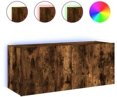 TV staliukas Sieninė TV spintelė su LED lemputėmis, dūminė, 100x35x41cm