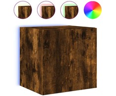 TV staliukas Sieninė TV spintelė su LED lemputėmis, dūminė, 40,5x35x40cm