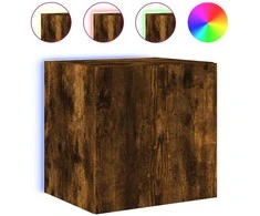 TV staliukas Sieninė TV spintelė su LED lemputėmis, dūminė, 40,5x35x40cm