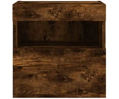 TV staliukas Sieninė TV spintelė su LED lemputėmis, dūminė, 40x30x40cm