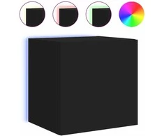 TV staliukas Sieninė TV spintelė su LED lemputėmis, juoda, 40,5x35x40cm