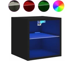 TV staliukas Sieninė TV spintelė su LED lemputėmis, juoda, 30x28,5x30cm