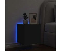 TV staliukas Sieninė TV spintelė su LED lemputėmis, juoda, 40,5x35x40cm