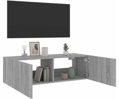 TV staliukas Sieninė TV spintelė su LED lemputėmis, pilka, 100x35x31cm
