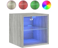TV staliukas Sieninė TV spintelė su LED lemputėmis, pilka, 30x28,5x30cm