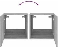 TV staliukas Sieninė TV spintelė su LED lemputėmis, pilka, 40,5x35x40cm