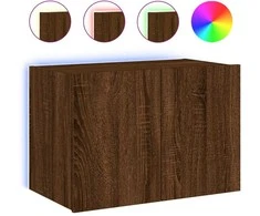 TV staliukas Sieninė TV spintelė su LED lemputėmis, ruda ąžuolo, 60x35x41cm