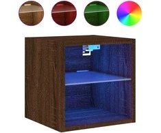 TV staliukas Sieninė TV spintelė su LED lemputėmis, ruda, 30x28,5x30cm