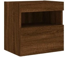 TV staliukas Sieninė TV spintelė su LED lemputėmis, ruda ąžuolo, 40x30x40cm