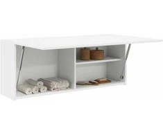 Sieninė vonios kambario spintelė, baltos, 100x25x40cm, mediena