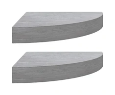 Sieninės kampinės lentynos, 2vnt., pilkos, 25x25x3,8cm, MDF