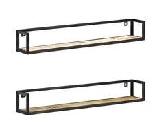 Sieninės lentynos, 2vnt., 120cm, perdirbtos medienos masyvas