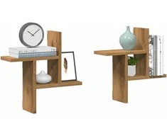 Sieninės lentynos, 2vnt., artisano ąžuolo, 38x12x38cm, mediena