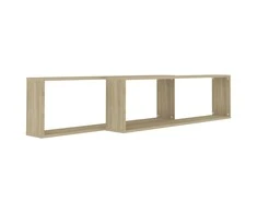 Sieninės lentynos, 2vnt., ąžuolo, 100x15x30cm, MDP, kubo formos