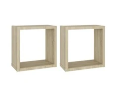 Sieninės lentynos, 2vnt., ąžuolo, 30x15x30cm, kubo formos