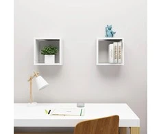 Sieninės lentynos, 2vnt., baltos, 30x15x30cm, kubo formos