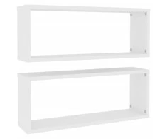 Sieninės lentynos, 2vnt., baltos, 60x15x23cm, apdirbta mediena