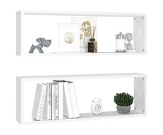 Sieninės lentynos, 2vnt., baltos, 80x15x26,5cm apdirbta mediena