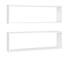 Sieninės lentynos, 2vnt., baltos, 80x15x26,5cm apdirbta mediena