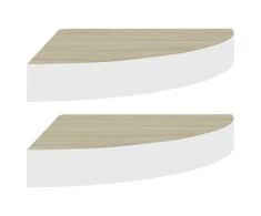 Sieninės lentynos, 2vnt., baltos/ąžuolo, 35x35x3,8cm, MDF