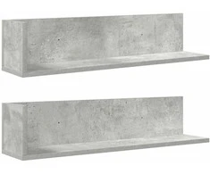 Sieninės lentynos, 2vnt., betono, 75x16,5x16,5cm, mediena