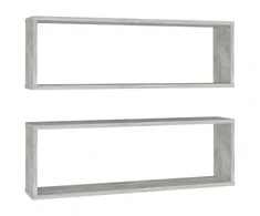 Sieninės lentynos, 2vnt., betono, 80x15x26,5cm, mediena