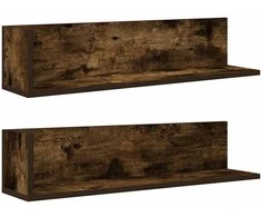 Sieninės lentynos, 2vnt., dūminės, 75x16,5x16,5cm, mediena