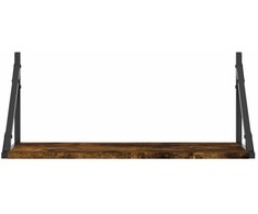 Sieninės lentynos, 2vnt., dūminio ąžuolo, 60x25x25,5cm, mediena